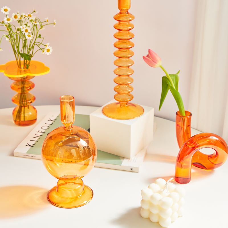 Jarrón de vidrio de borosilicato Aurevio — diseño de asa tintada, resistente