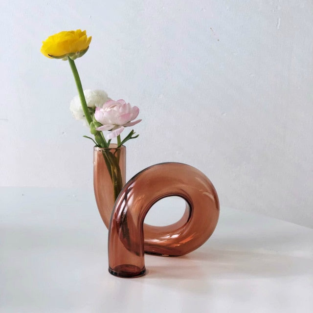 Jarrón de vidrio de borosilicato Aurevio — diseño de asa tintada, resistente