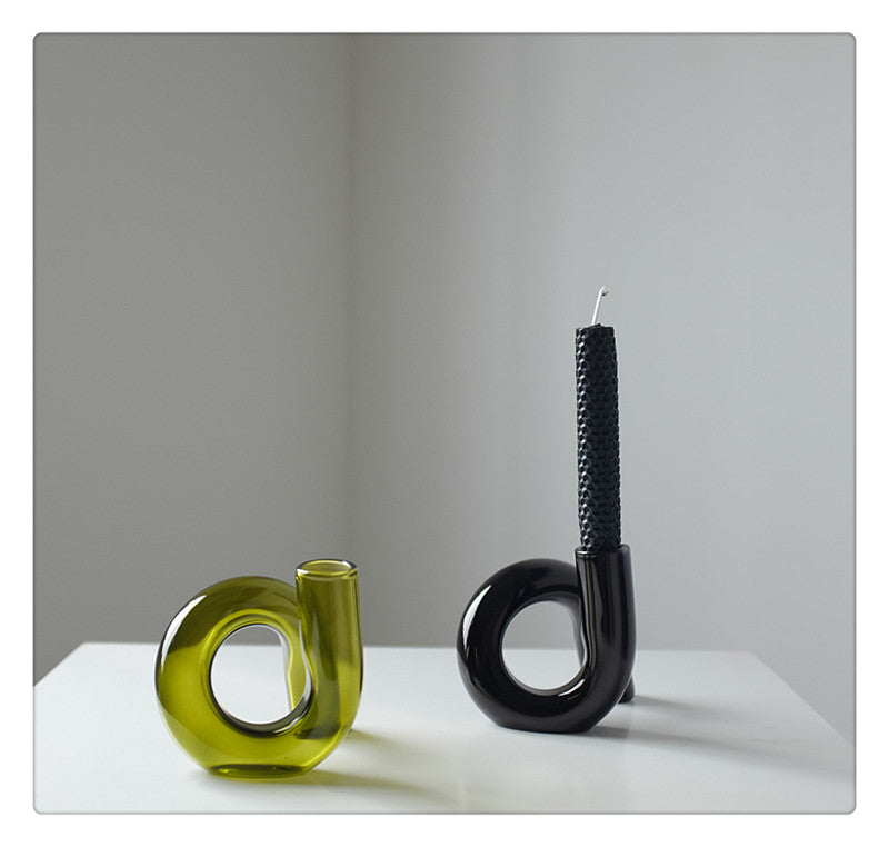 Jarrón de vidrio de borosilicato Aurevio — diseño de asa tintada, resistente