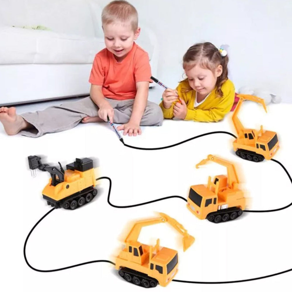 Carro-robô seguidor de linha com sensores — brinquedo educativo interativo para seguir percursos