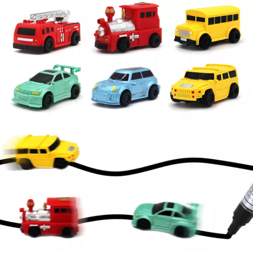 Carro-robô seguidor de linha com sensores — brinquedo educativo interativo para seguir percursos