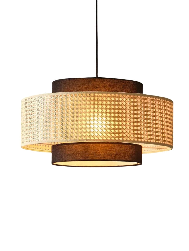 Rustic Japanese Wabi-Sabi Style Hemp Rope Rattan Drum Shape Zen Pendant Light | Esilora