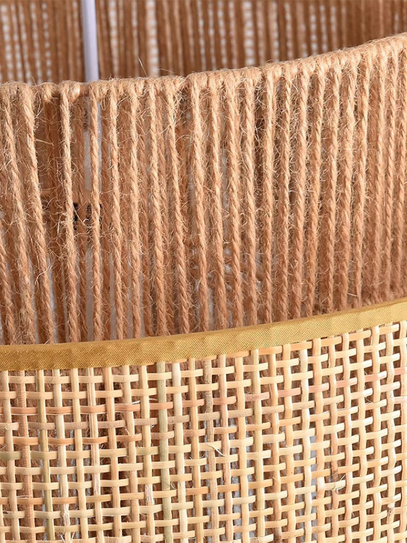 Rustic Japanese Wabi-Sabi Style Hemp Rope Rattan Drum Shape Zen Pendant Light | Esilora