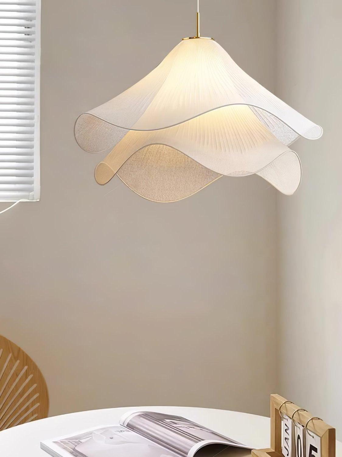 Oslan Contemporary Fabric Double-Layer Pleated Pendant – Bedroom or Café | Esilora