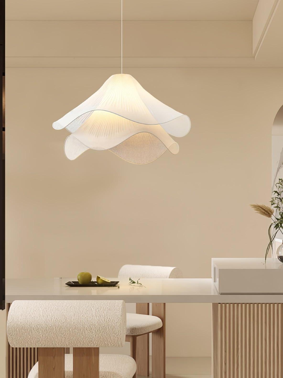 Oslan Contemporary Fabric Double-Layer Pleated Pendant – Bedroom or Café | Esilora