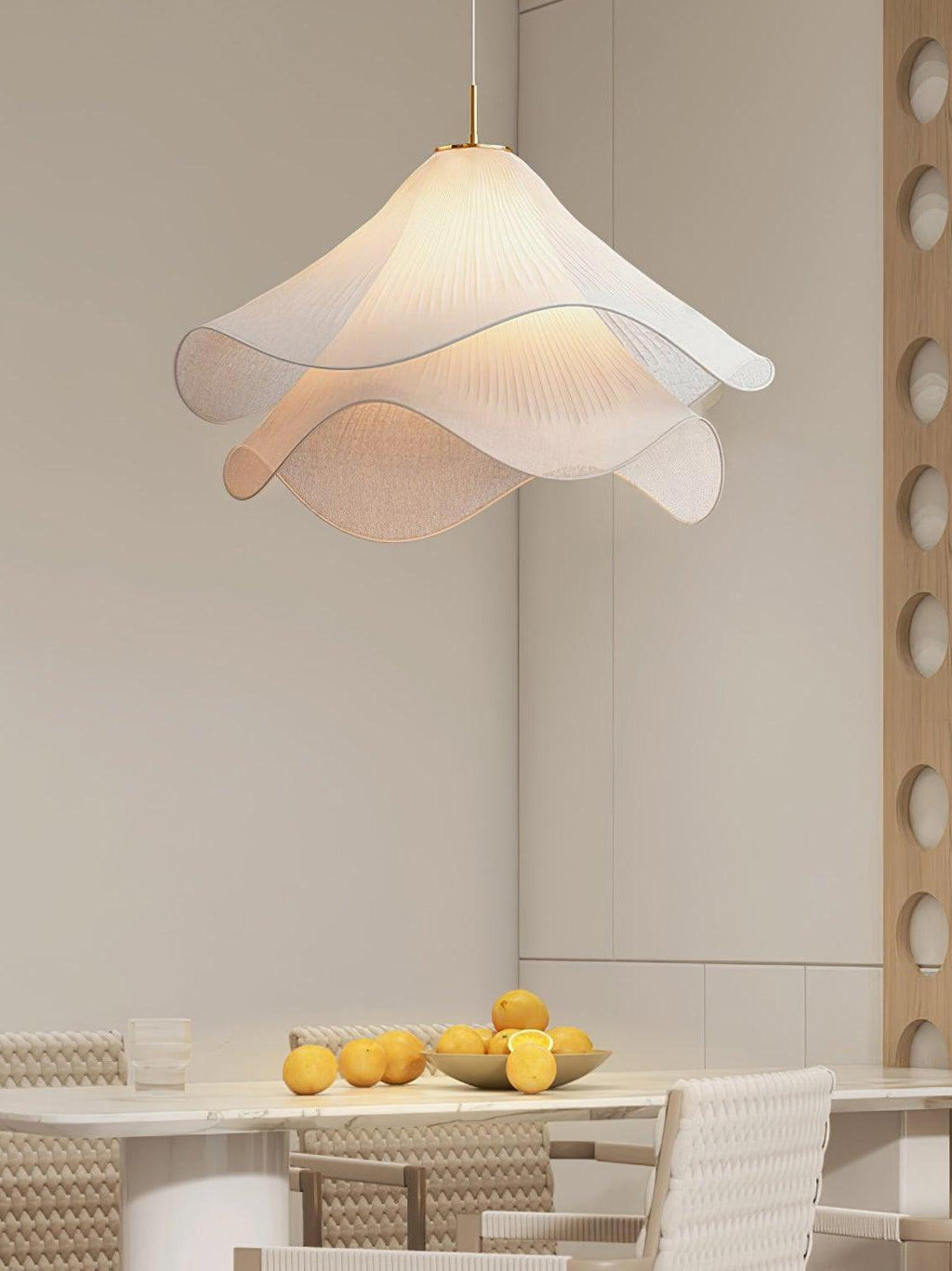Oslan Contemporary Fabric Double-Layer Pleated Pendant – Bedroom or Café | Esilora