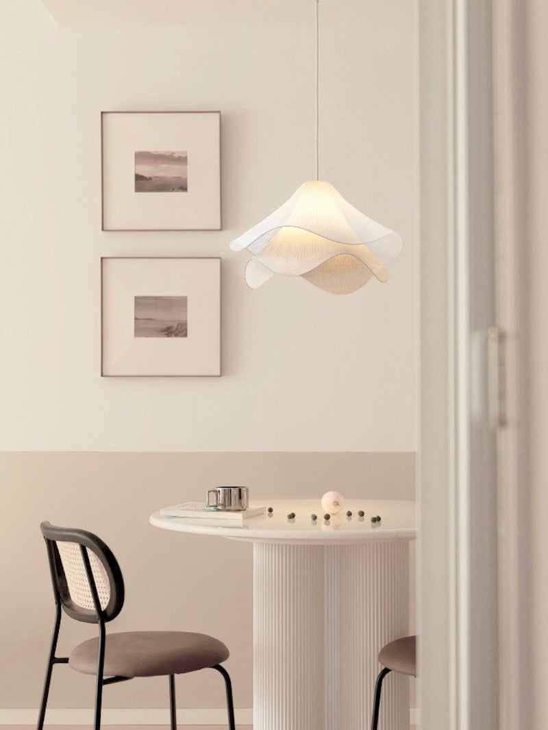 Oslan Contemporary Fabric Double-Layer Pleated Pendant – Bedroom or Café | Esilora