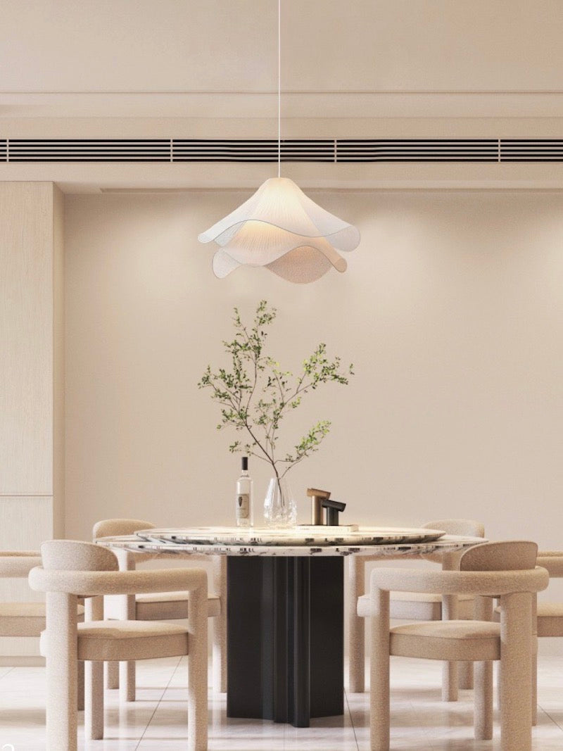 Oslan Contemporary Fabric Double-Layer Pleated Pendant – Bedroom or Café | Esilora