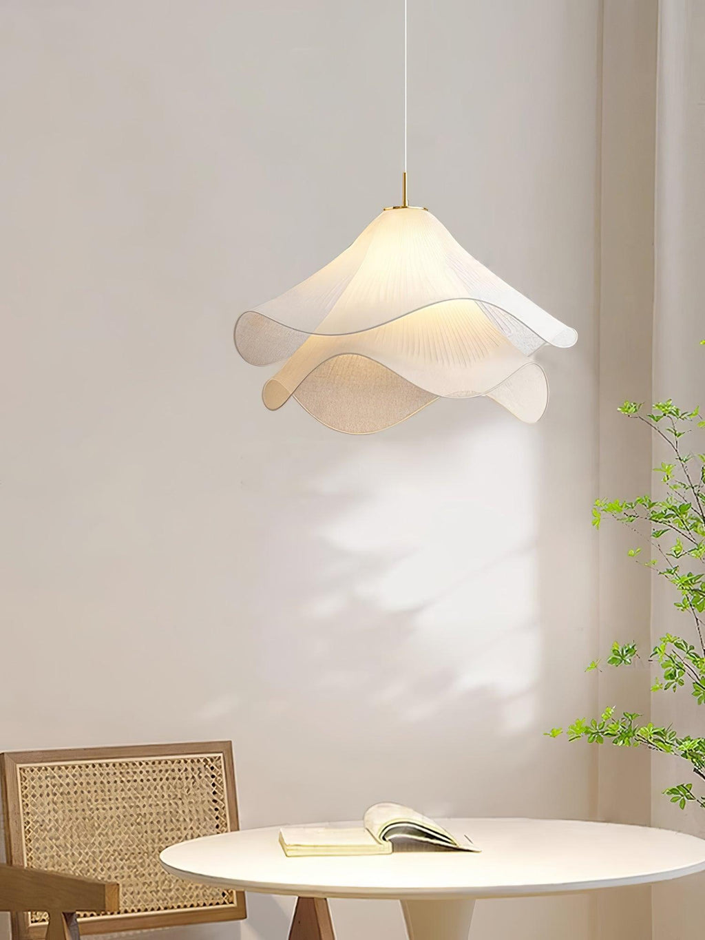 Oslan Contemporary Fabric Double-Layer Pleated Pendant – Bedroom or Café | Esilora