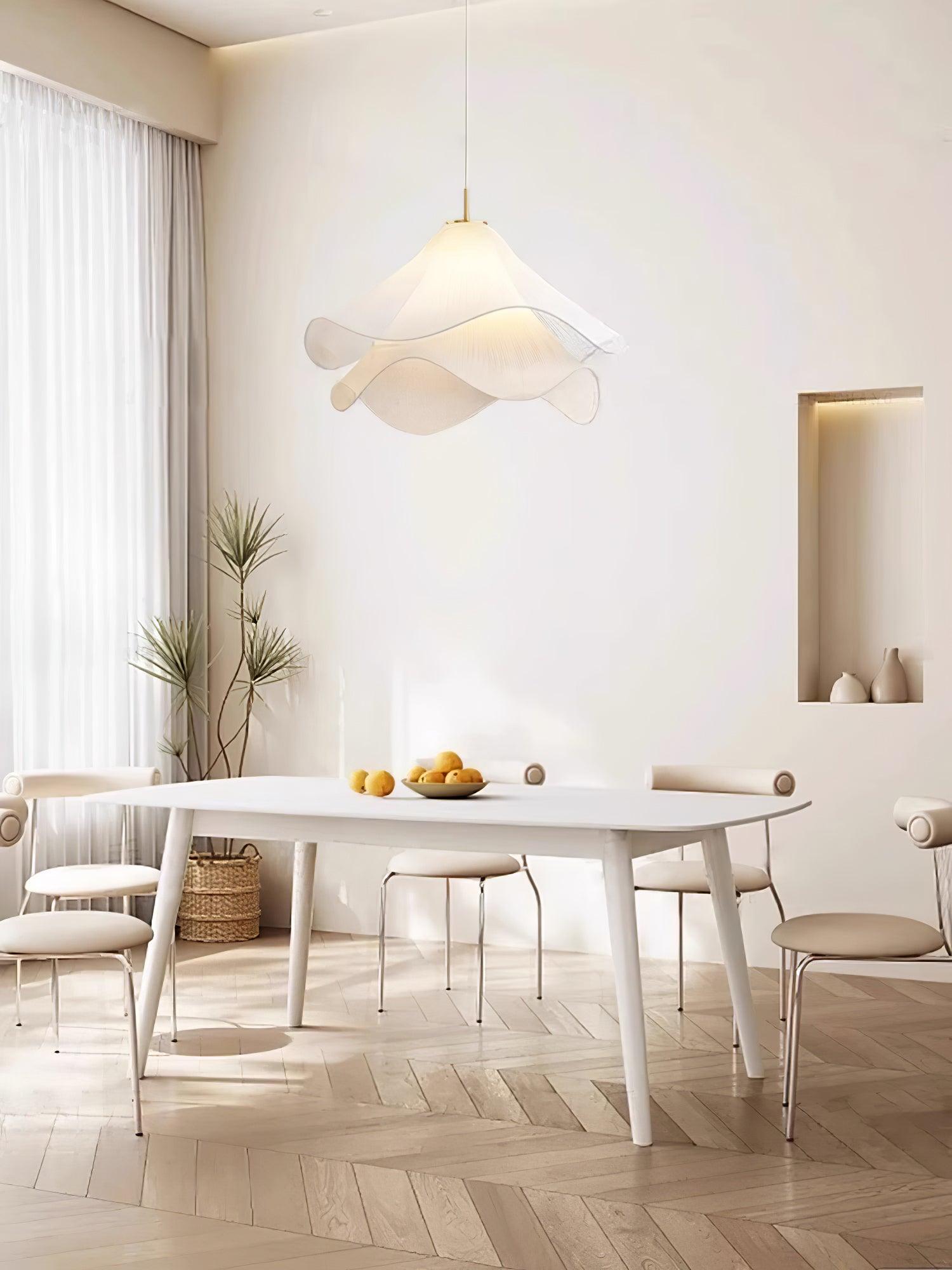 Oslan Contemporary Fabric Double-Layer Pleated Pendant – Bedroom or Café | Esilora