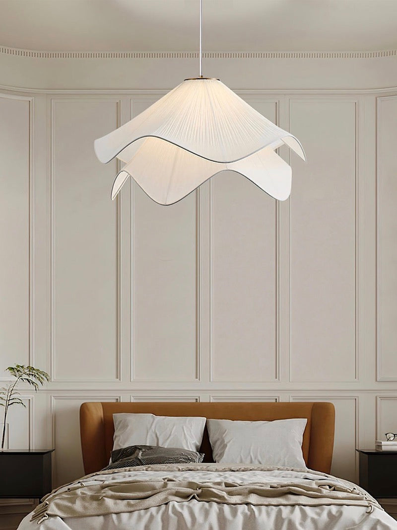 Oslan Contemporary Fabric Double-Layer Pleated Pendant – Bedroom or Café | Esilora