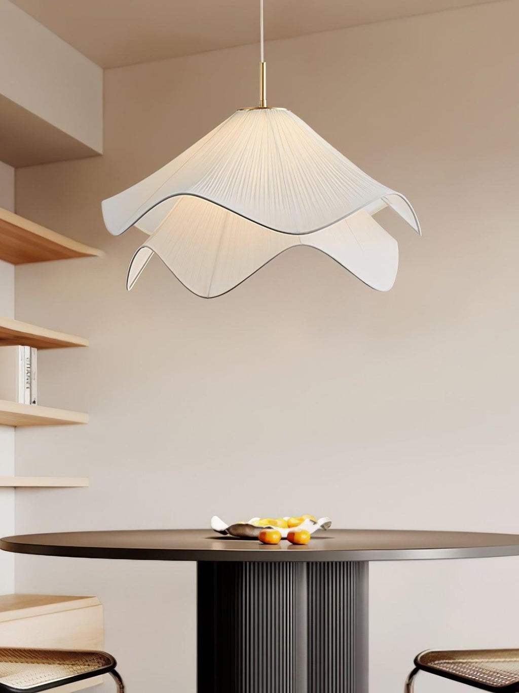 Oslan Contemporary Fabric Double-Layer Pleated Pendant – Bedroom or Café | Esilora