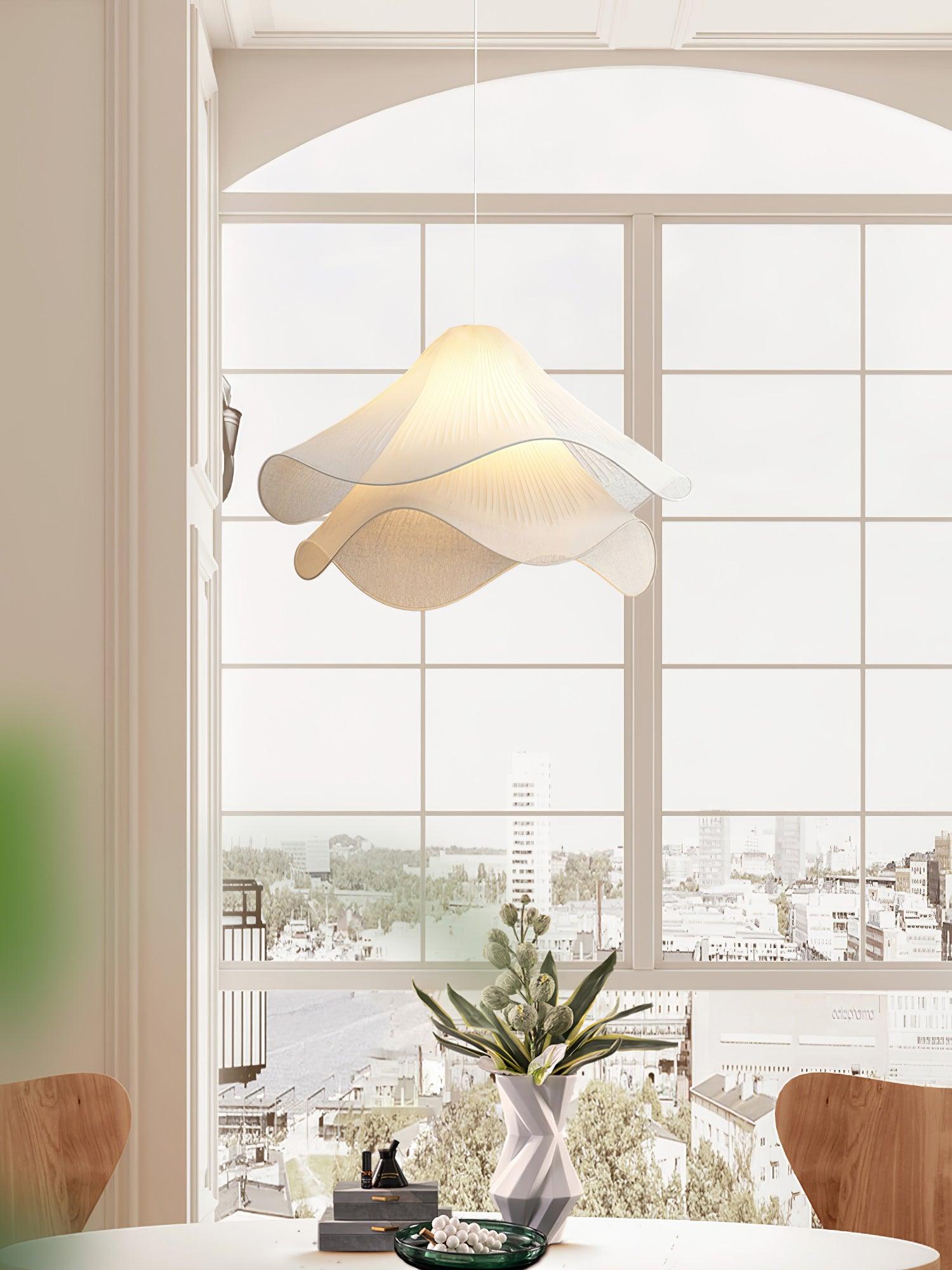 Oslan Contemporary Fabric Double-Layer Pleated Pendant – Bedroom or Café | Esilora