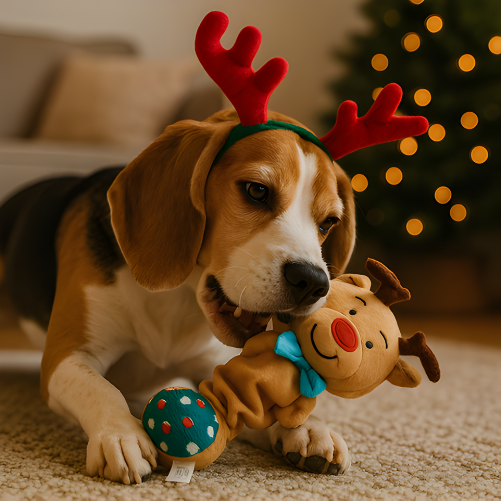 Set festiv JinglePals de jucării din pluș pentru câini, cu chițăitoare - Distracție de sărbători