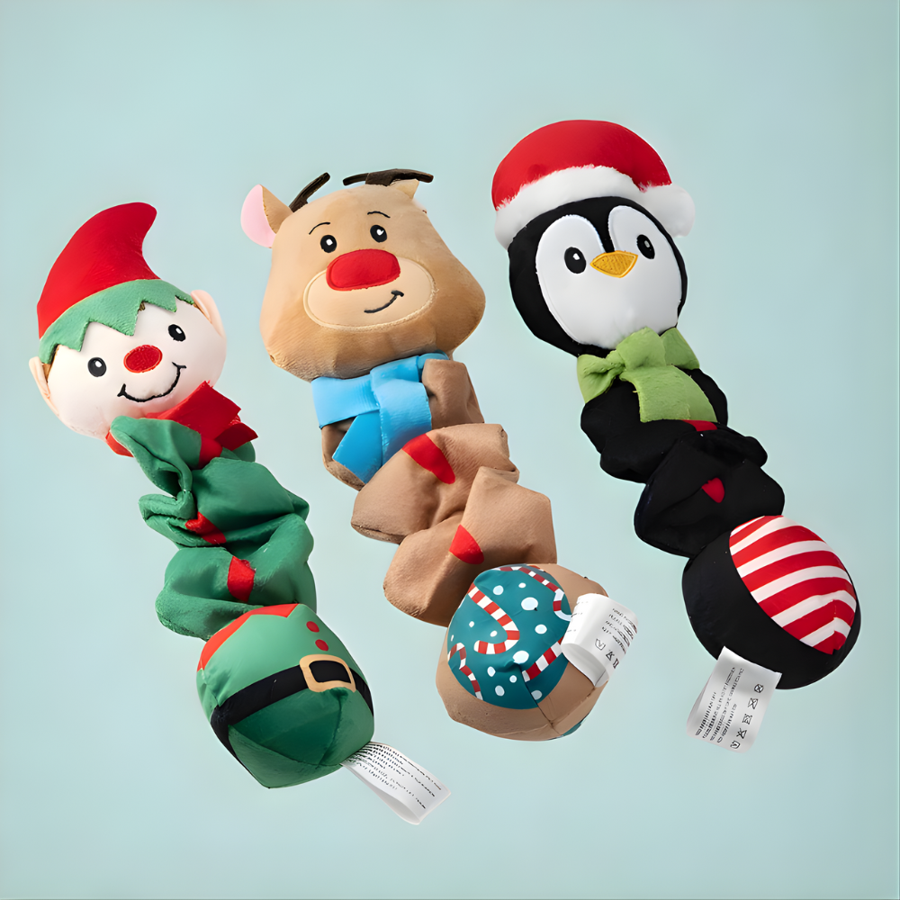 Set festiv JinglePals de jucării din pluș pentru câini, cu chițăitoare - Distracție de sărbători