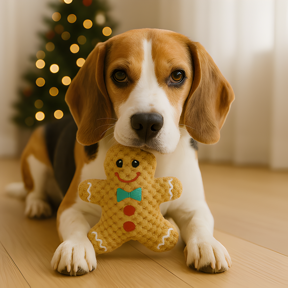 Pachet de 5 jucării de sărbători JinglePaws pentru ros și alint - Cu chițăitoare