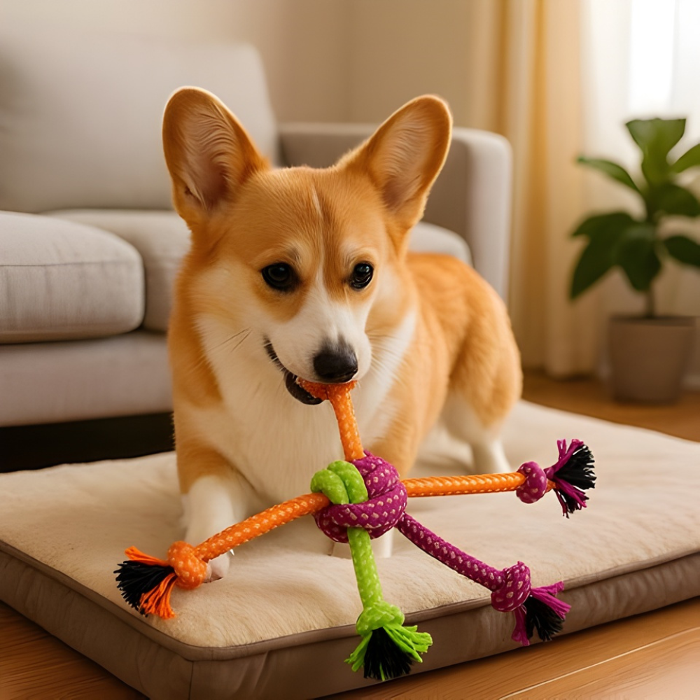 TugJoy Multi-Leg Cotton Rope Dog Chew Toy for Tugging