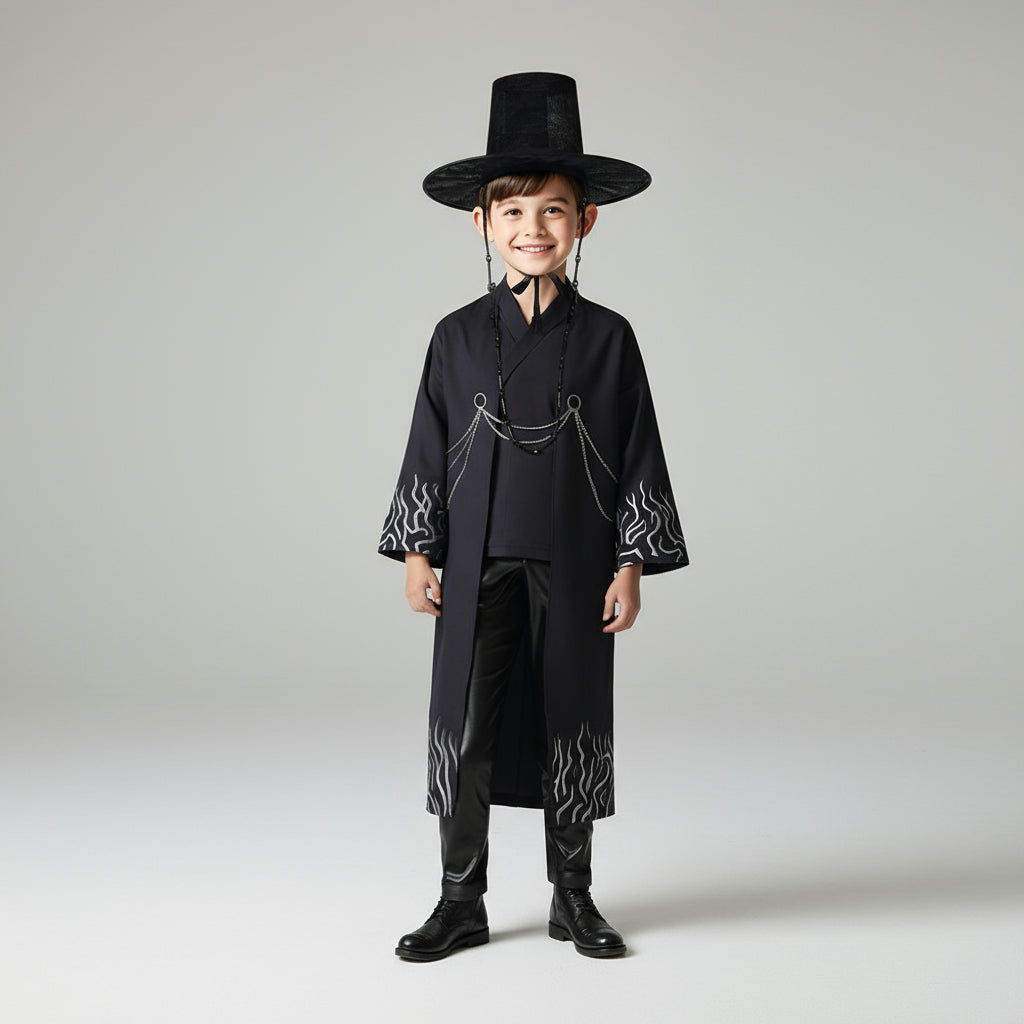 Set de costum de cosplay negru pentru copii
