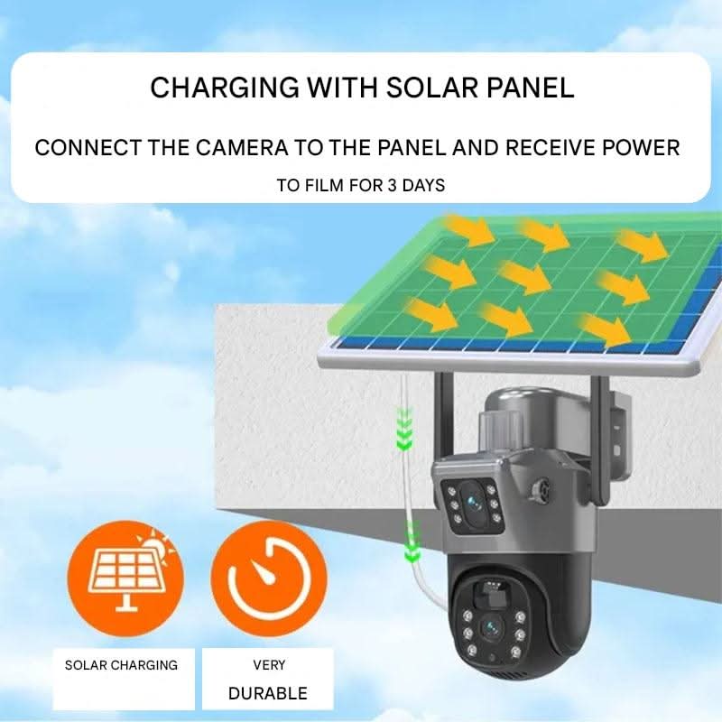 Wireless 4K security camera with solar panel & 360° coverage