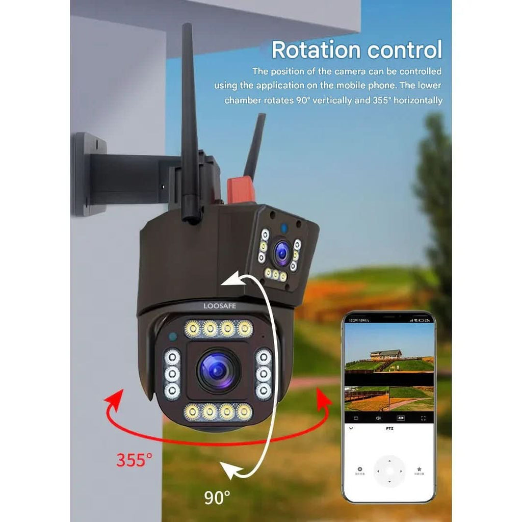 Wireless 4K security camera with solar panel & 360° coverage