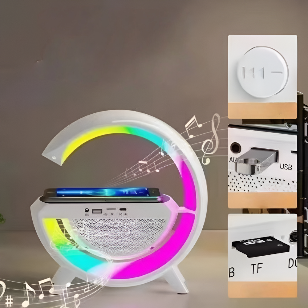 Încărcător wireless Qi de 15W - ceas LED integrat și lumină ambientală