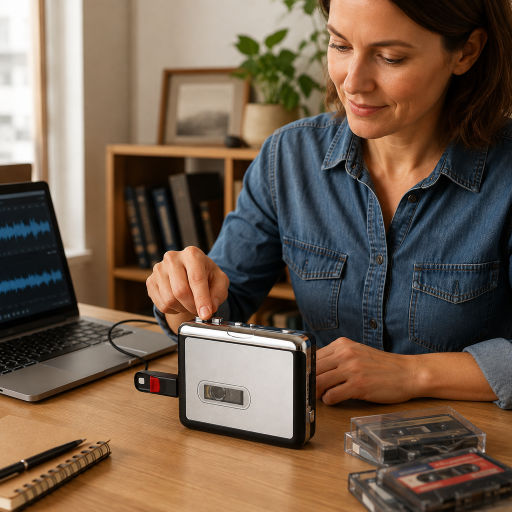 Reproductor de casetes USB portátil y compacto para convertir a MP3