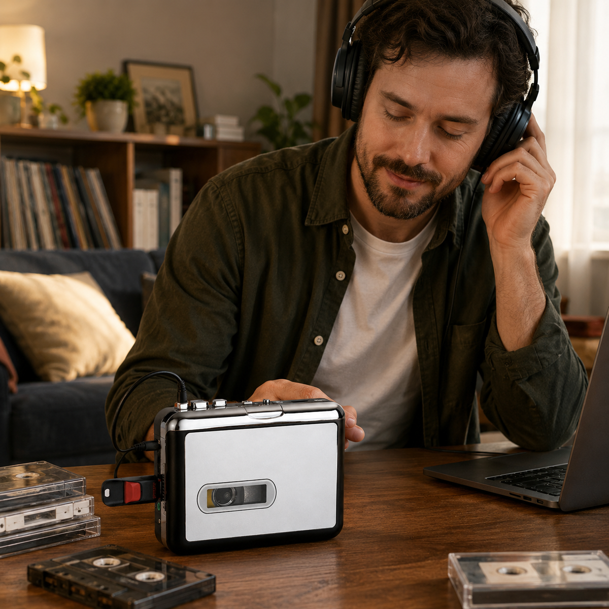 Reproductor de casetes USB portátil y compacto para convertir a MP3