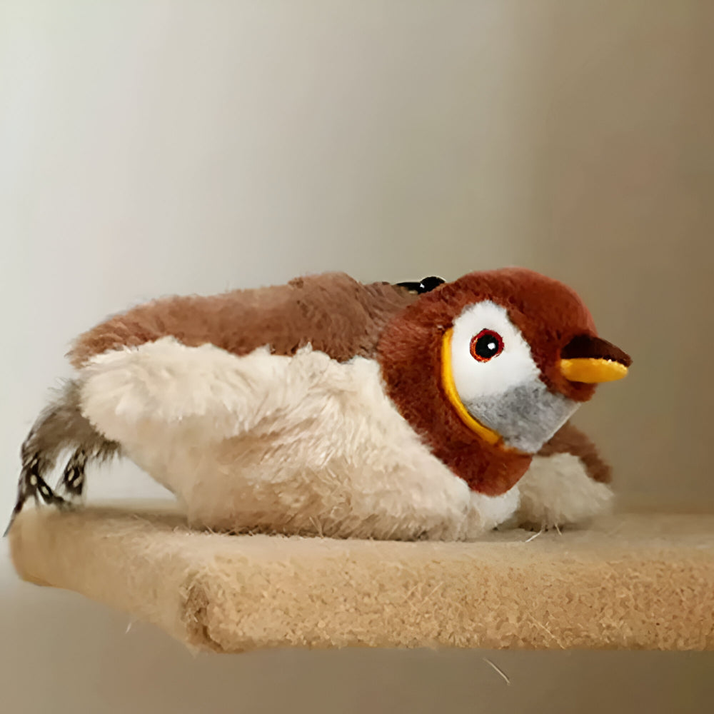 Interactive Pet Bird Toy – Plush Body, Attached Feathers, Embedded Catnip
