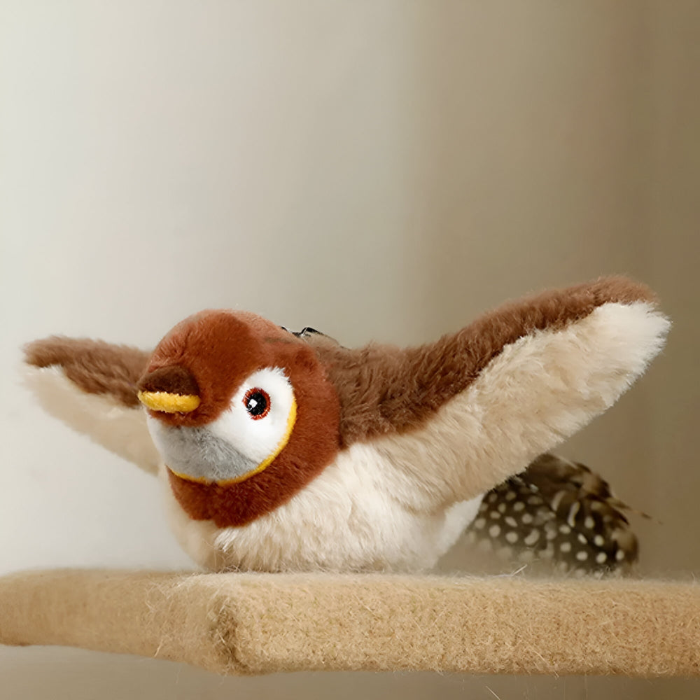 Interactive Pet Bird Toy – Plush Body, Attached Feathers, Embedded Catnip