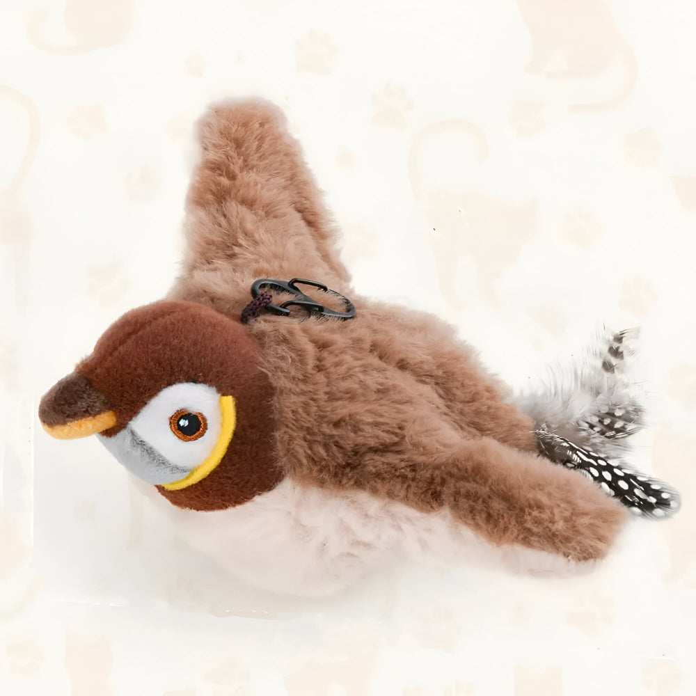 Interactive Pet Bird Toy – Plush Body, Attached Feathers, Embedded Catnip