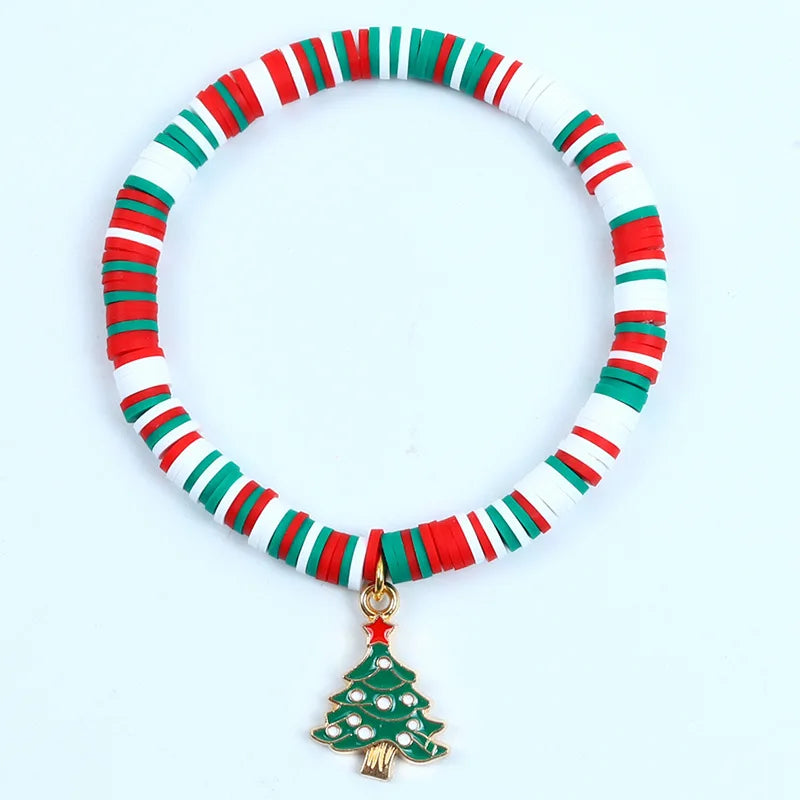 Pulsera navideña ajustable Aureline — Papá Noel y copo de nieve
