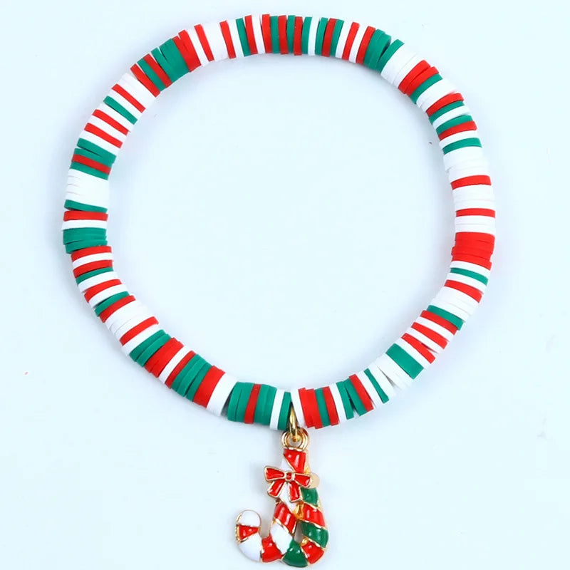 Pulsera navideña ajustable Aureline — Papá Noel y copo de nieve