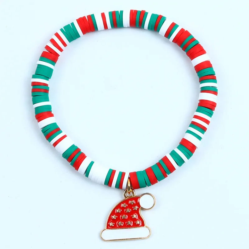 Pulsera navideña ajustable Aureline — Papá Noel y copo de nieve