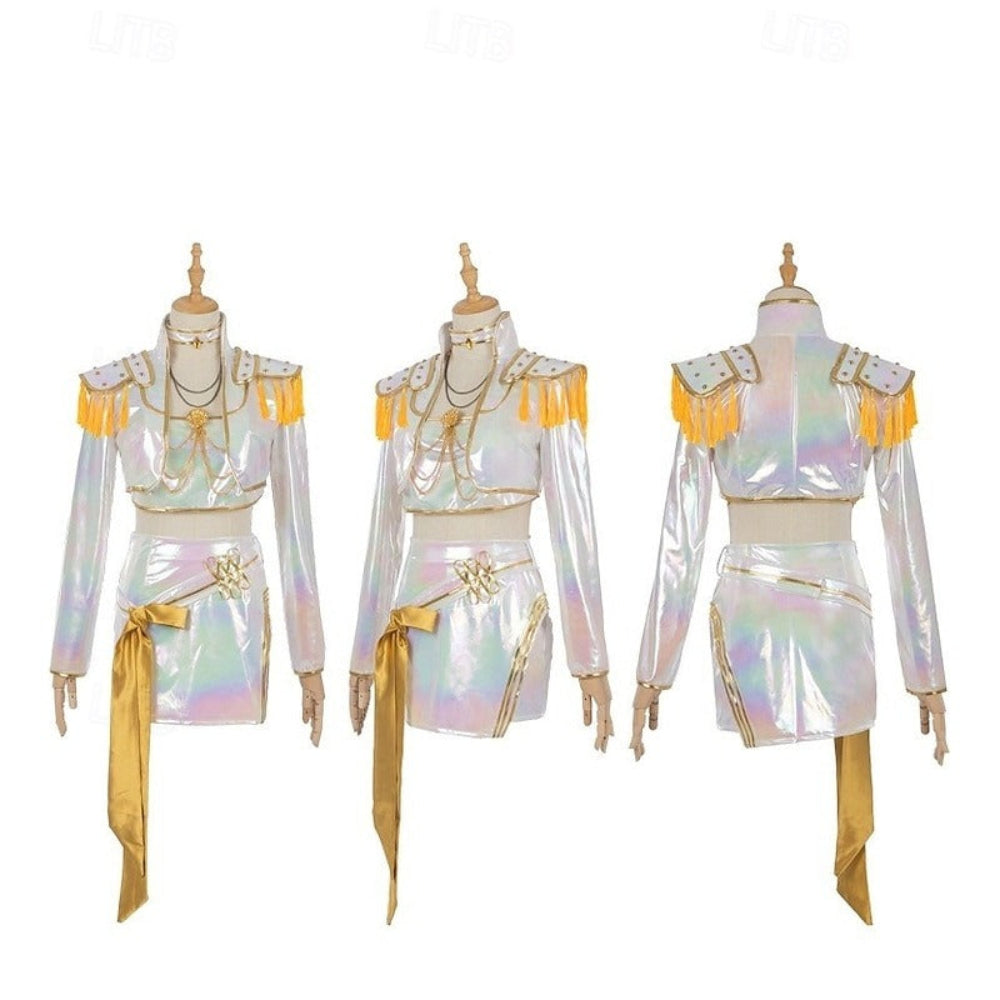 زي مسرحي هولوغرافي متلألئ للأطفال بطابع Kpop
