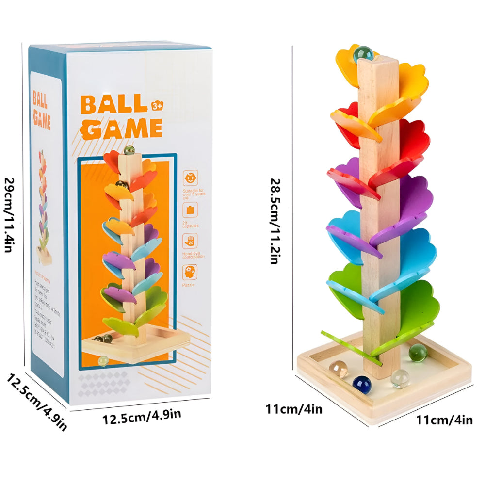 Pistă de bile din lemn - set Montessori pentru copii