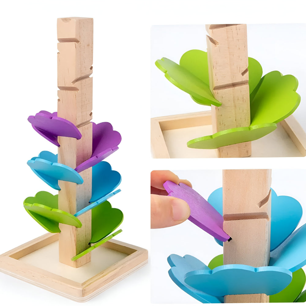Pistă de bile din lemn - set Montessori pentru copii