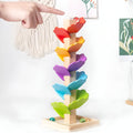 Pistă de bile din lemn - set Montessori pentru copii