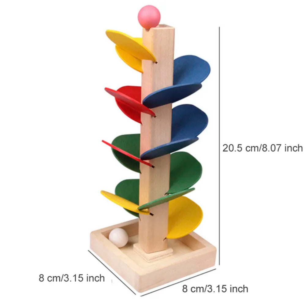 Turn din lemn pentru pistă de bile Montessori - platformă cu pistă înaltă de 30cm