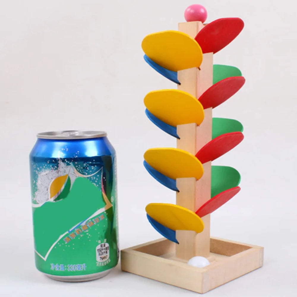 Turn din lemn pentru pistă de bile Montessori - platformă cu pistă înaltă de 30cm