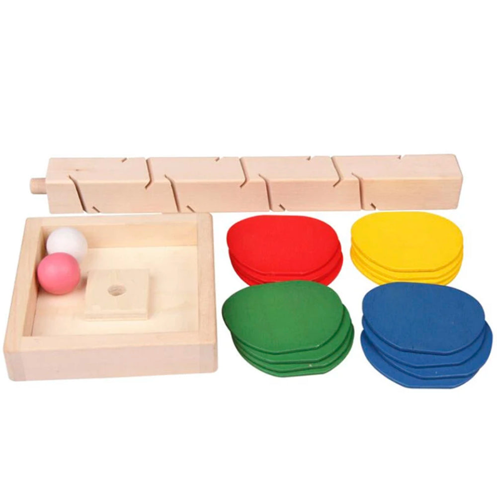 Turn din lemn pentru pistă de bile Montessori - platformă cu pistă înaltă de 30cm