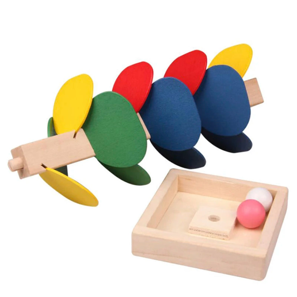 Turn din lemn pentru pistă de bile Montessori - platformă cu pistă înaltă de 30cm