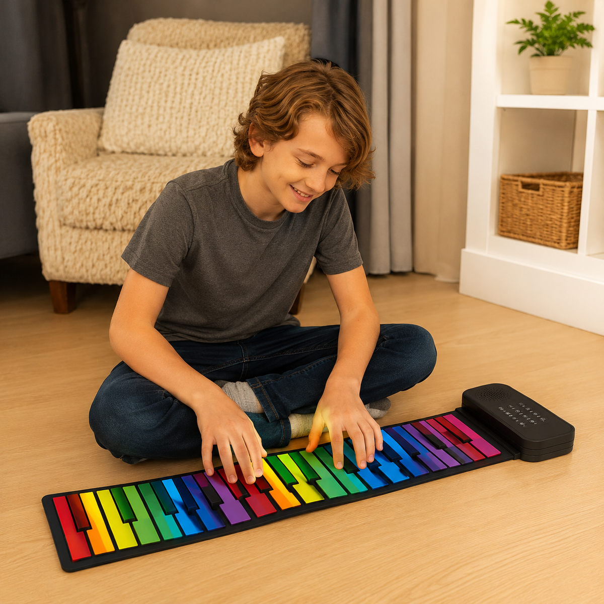 Piano souple enroulable pour débutants - 61 touches, haut-parleur intégré