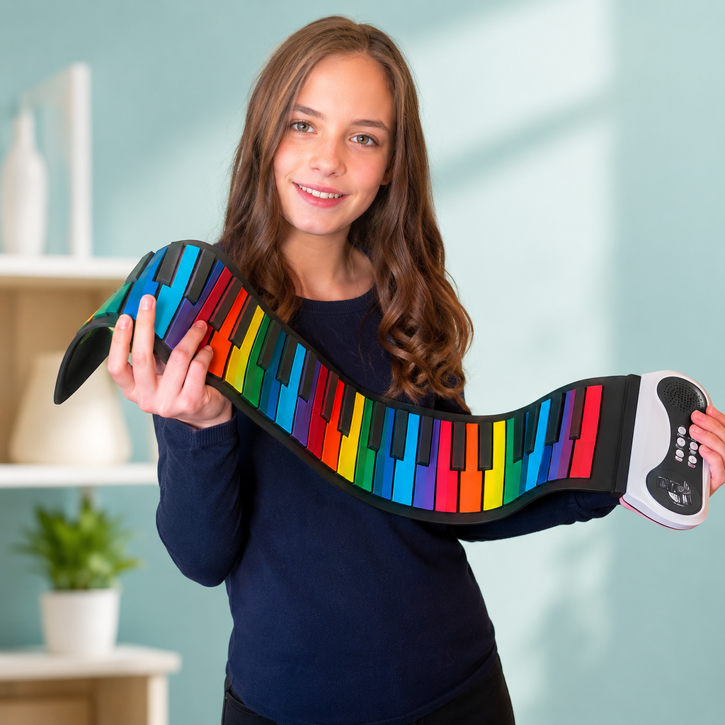 Piano souple enroulable pour débutants - 61 touches, haut-parleur intégré