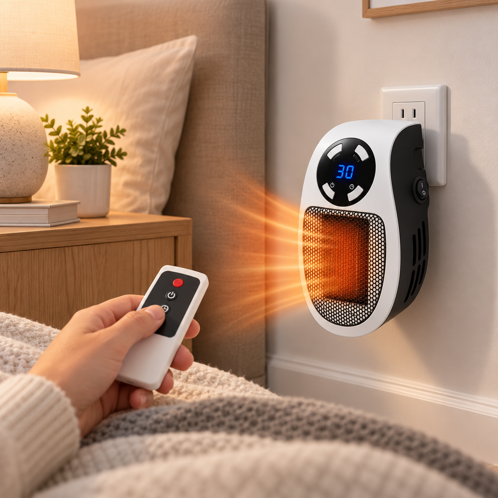 Portable Electric Space Heater — Compact Fan Heater, Remote Control