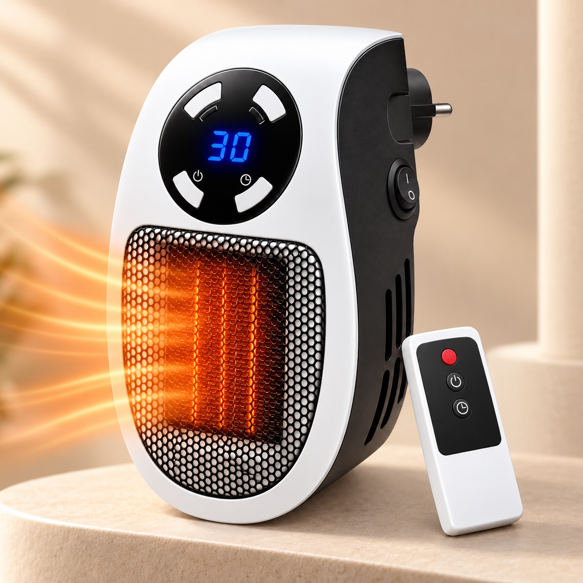 Portable Electric Space Heater — Compact Fan Heater, Remote Control