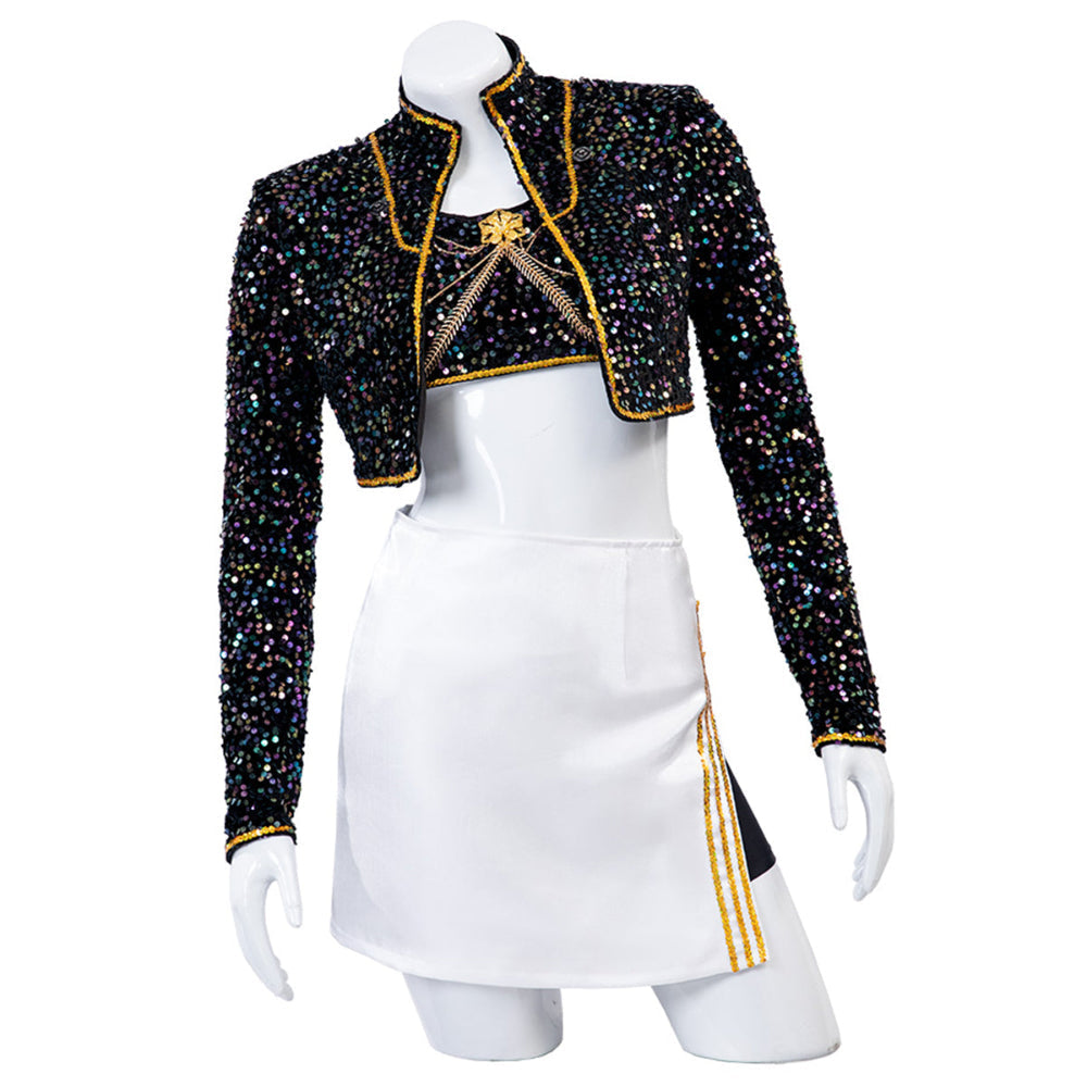 Costum de Halloween Kpop Hunter - costum de scenă negru și auriu pentru tineri