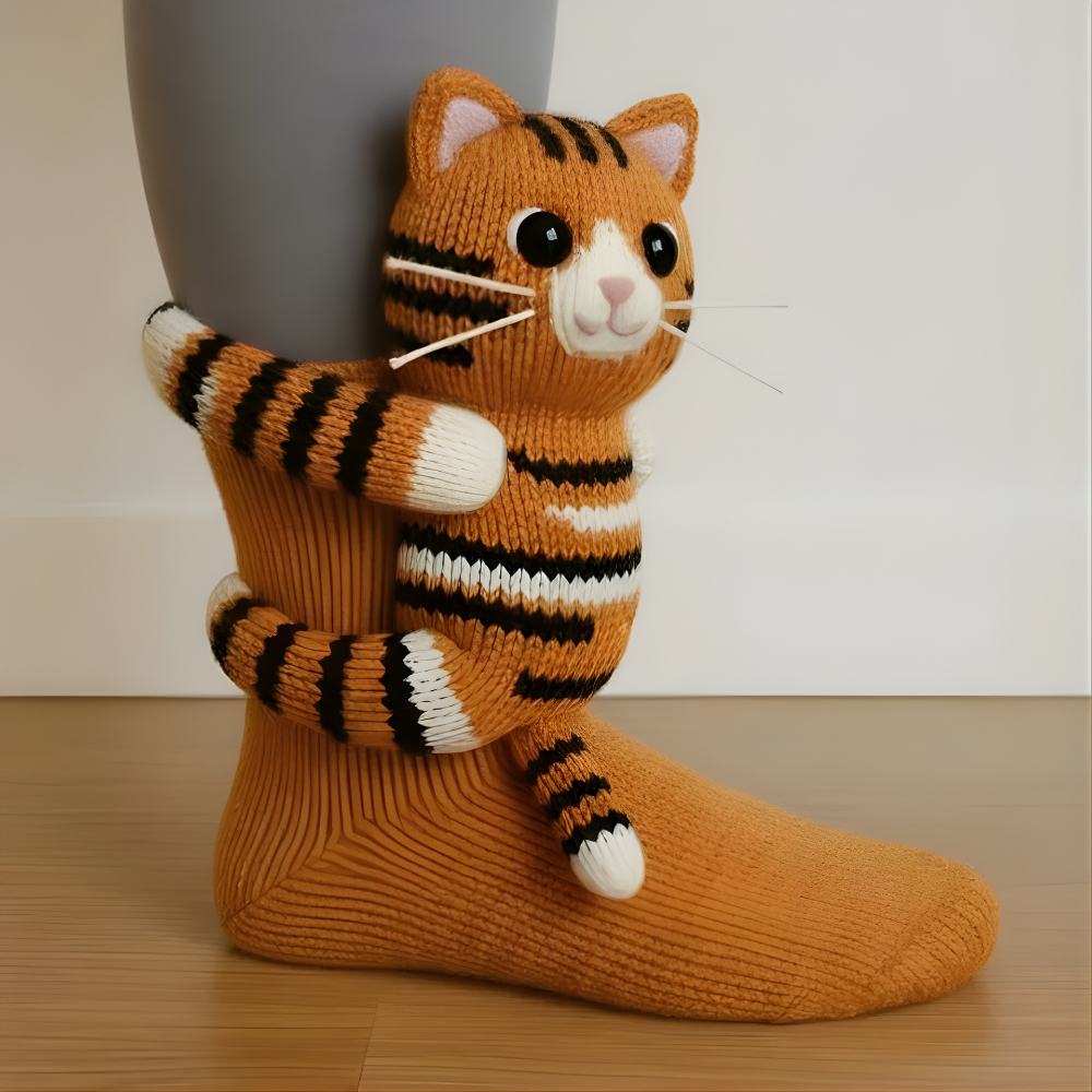 Állatmintás téli házizokni - unisex, plüss kényelem