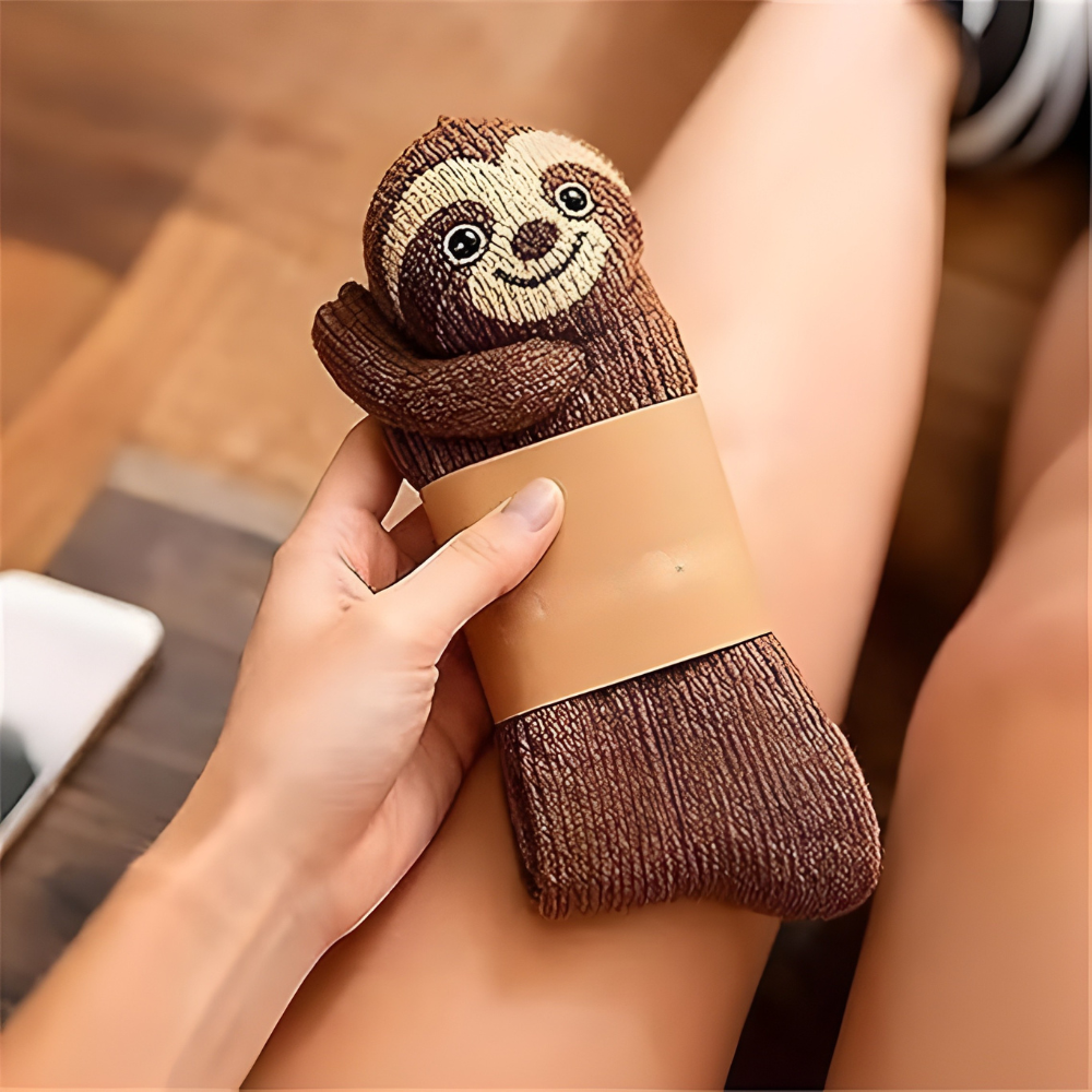 Állatmintás téli házizokni - unisex, plüss kényelem