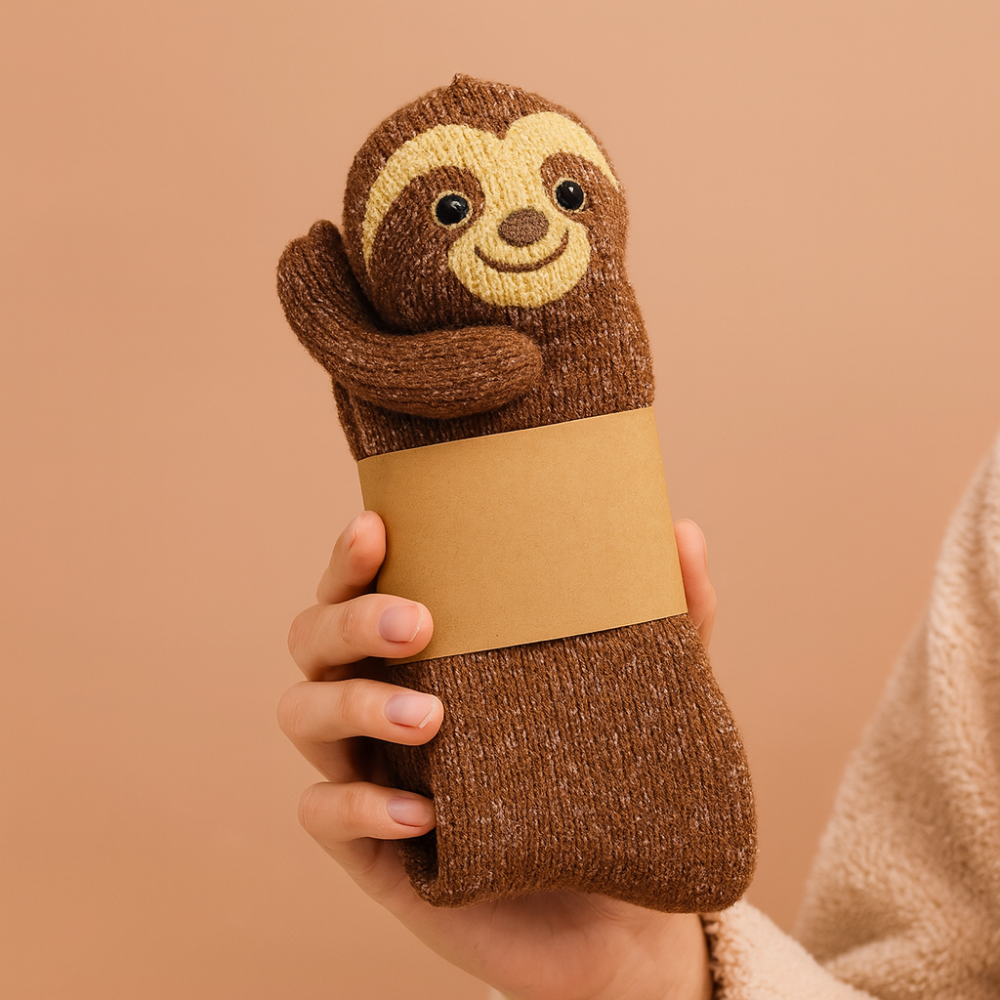 Állatmintás téli házizokni - unisex, plüss kényelem