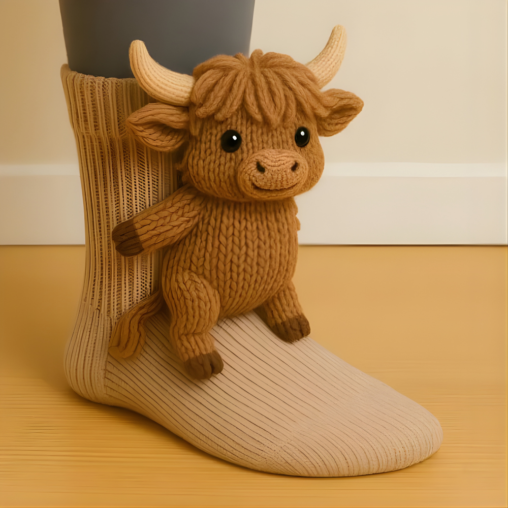 Állatmintás téli házizokni - unisex, plüss kényelem